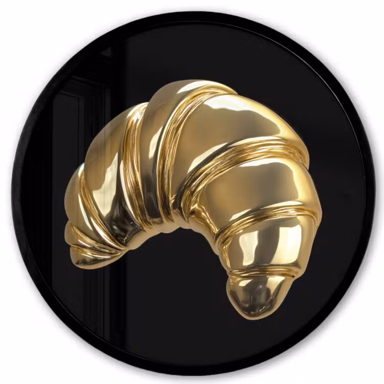 Croissant - Brood - Goud - Zwart Fotolijst rond zonder passe partout klein -3d