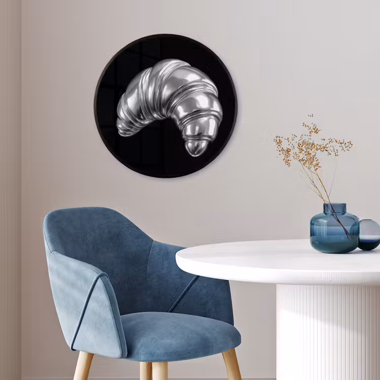 Croissant - Metaal - Zilver Fotolijst rond zonder passe partout klein -sfeer2