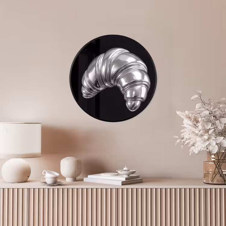 Croissant - Metaal - Zilver Fotolijst rond zonder passe partout klein -sfeer3