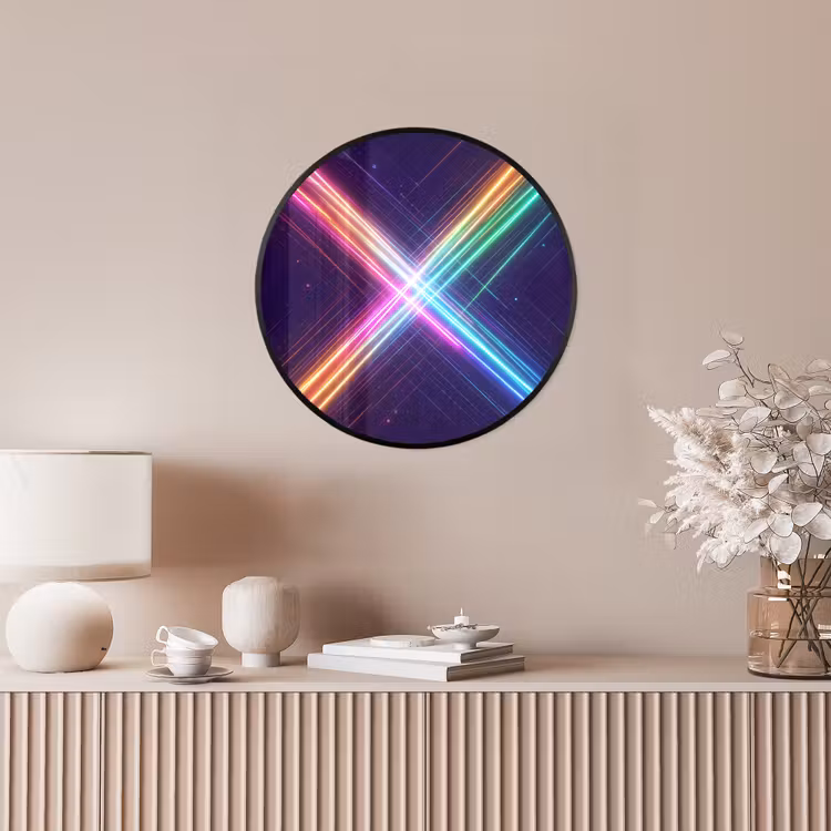 Kruisen - Lasterstralen - Neon Fotolijst rond zonder passe partout klein -sfeer3