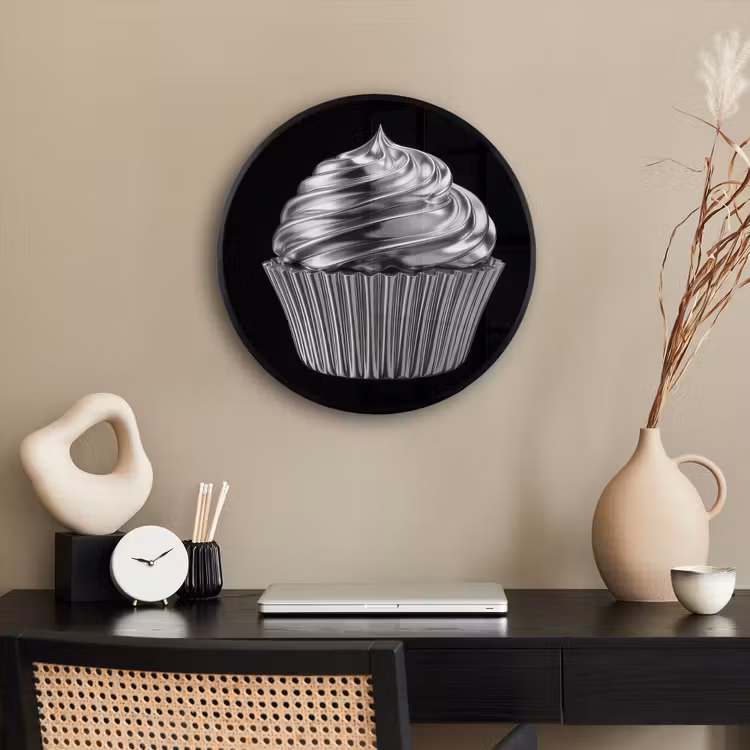 Cupcake - Luxueus - Zilver Fotolijst rond zonder passe partout klein -sfeer1
