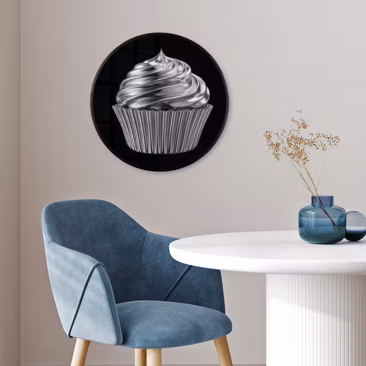 Cupcake - Luxueus - Zilver Fotolijst rond zonder passe partout klein -sfeer2