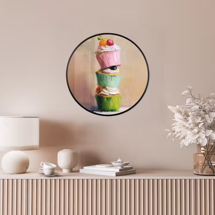 Cupcakes - Gestapeld - Kleurrijk - Fruit Fotolijst rond zonder passe partout klein -sfeer3