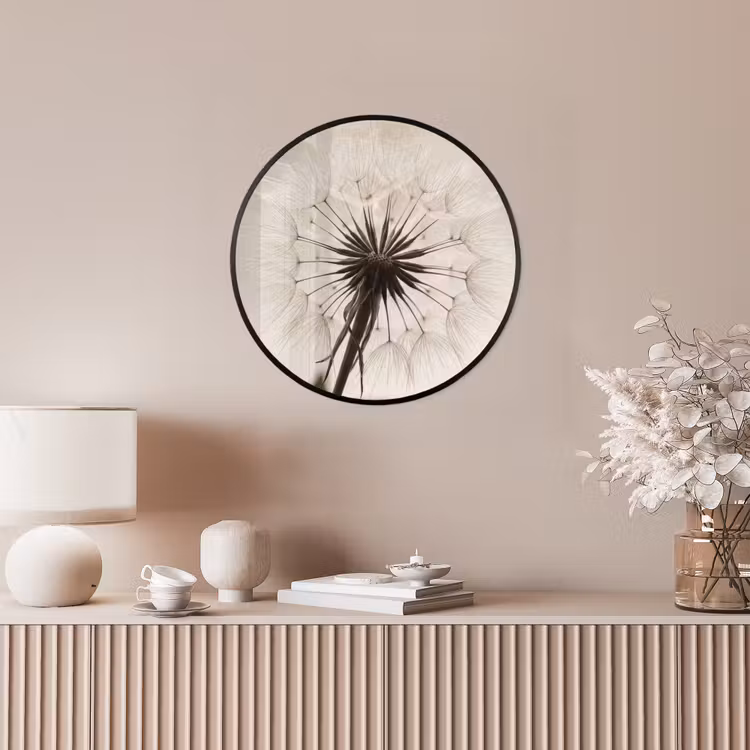 Paardenbloem - Minimalistisch - Wit Fotolijst rond zonder passe partout klein -sfeer3