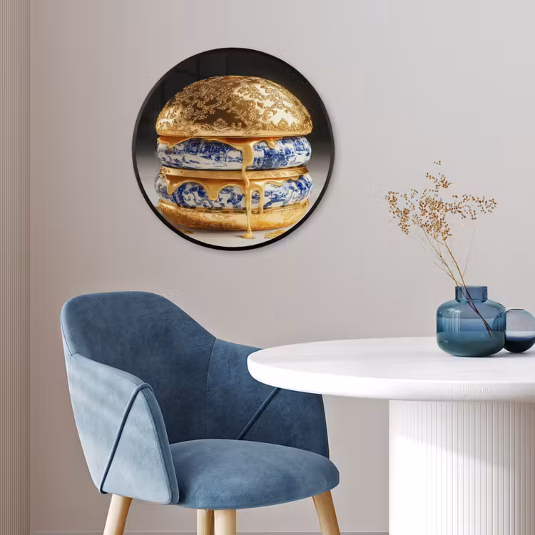 Delftsblauw - Goud - Burger Fotolijst rond zonder passe partout klein -sfeer2