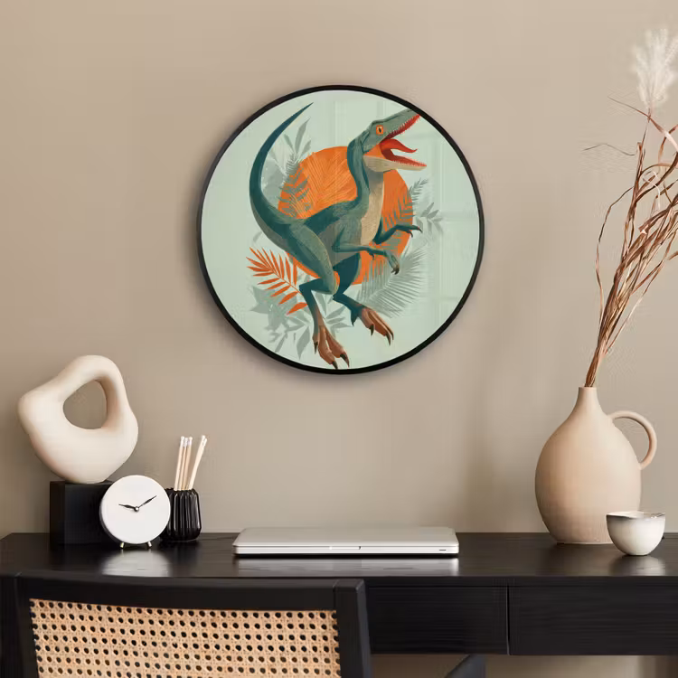 Dino - Bladeren - Grafisch - Groen Fotolijst rond zonder passe partout klein -sfeer1