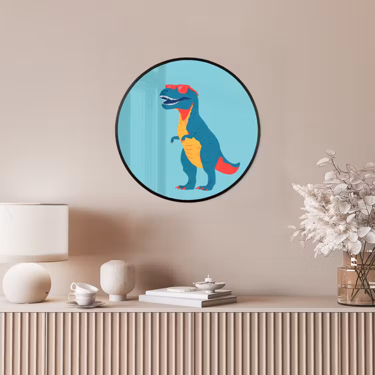 Dinosaurus - Blauw - Zonnebril Fotolijst rond zonder passe partout klein -sfeer3