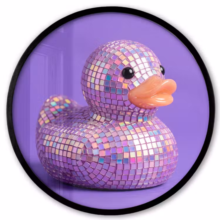 Disco - Eend - Paars Fotolijst rond zonder passe partout klein -3d