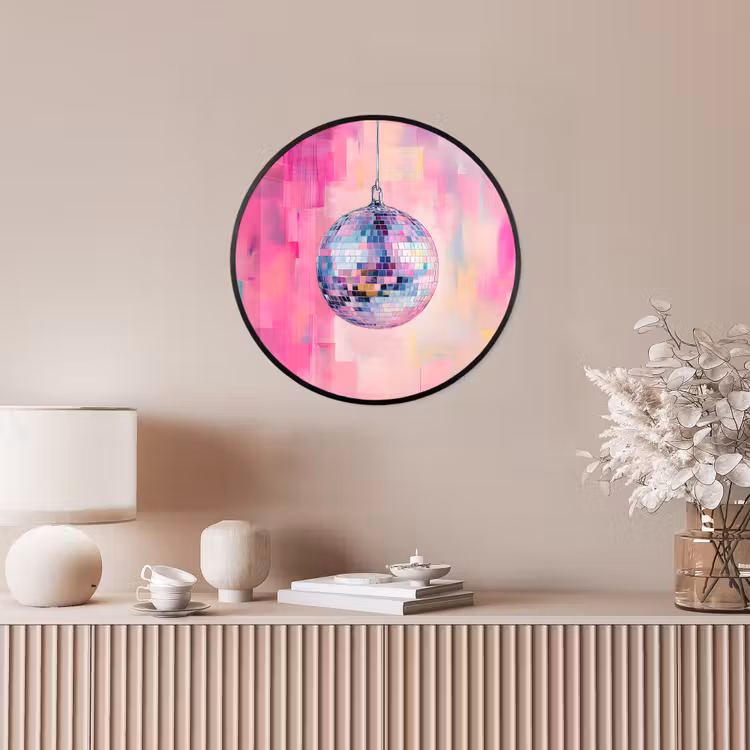 Discobal - Pink - Verf Fotolijst rond zonder passe partout klein -sfeer3