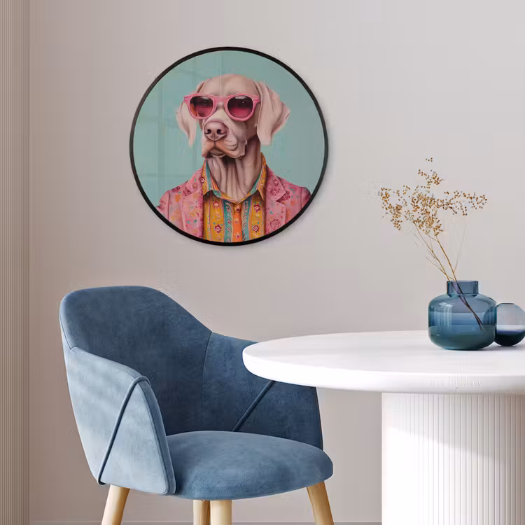 Hond - Overhemd - Bloemen - Bril Fotolijst rond zonder passe partout klein -sfeer2