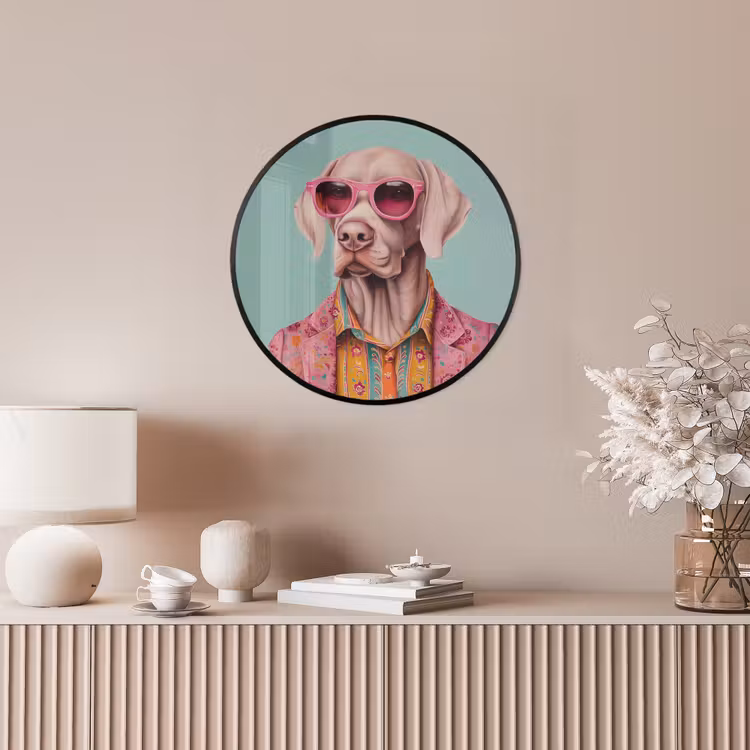 Hond - Overhemd - Bloemen - Bril Fotolijst rond zonder passe partout klein -sfeer3