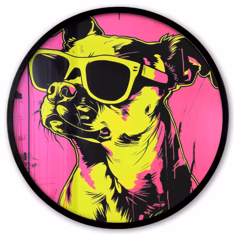 Hond - Zonnebril - Roze - Art Fotolijst rond zonder passe partout klein -3d