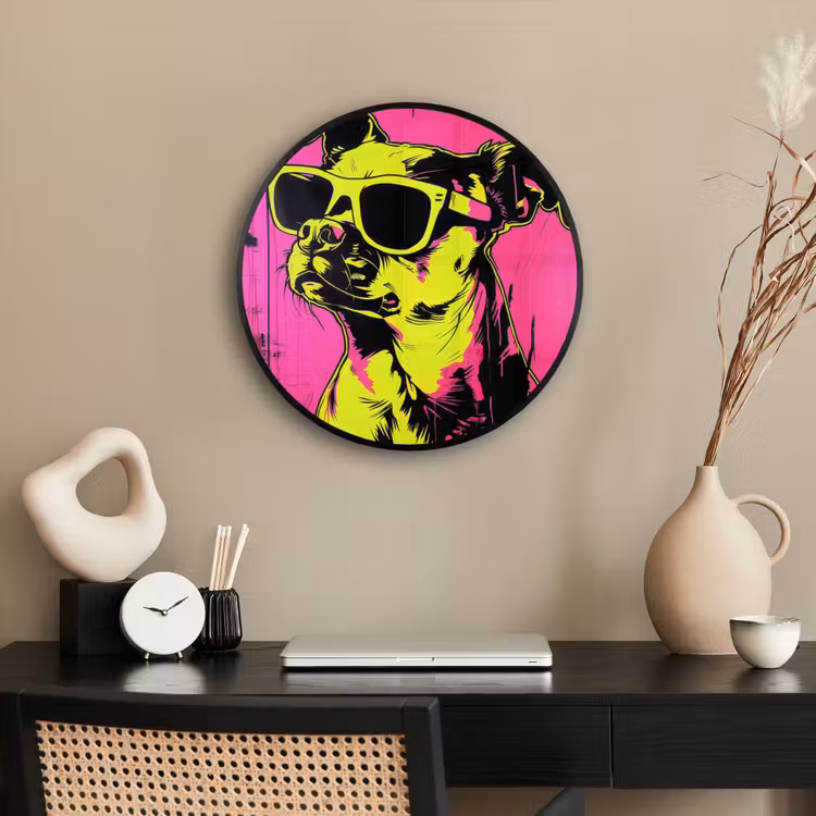 Hond - Zonnebril - Roze - Art Fotolijst rond zonder passe partout klein -sfeer1