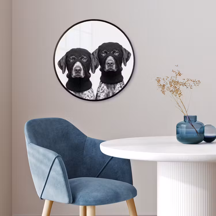 Honden - Bivakmuts - Zwart - wit Fotolijst rond zonder passe partout klein -sfeer2