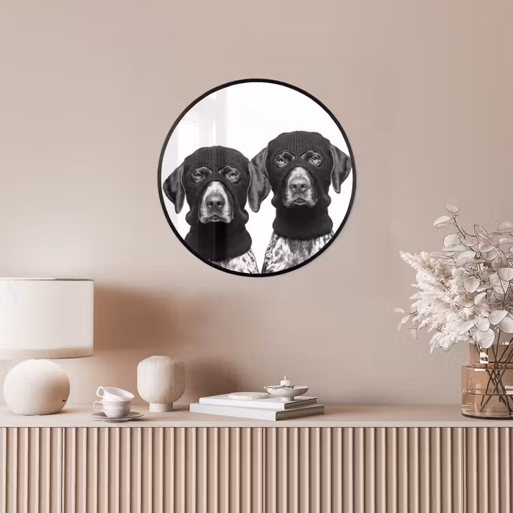 Honden - Bivakmuts - Zwart - wit Fotolijst rond zonder passe partout klein -sfeer3