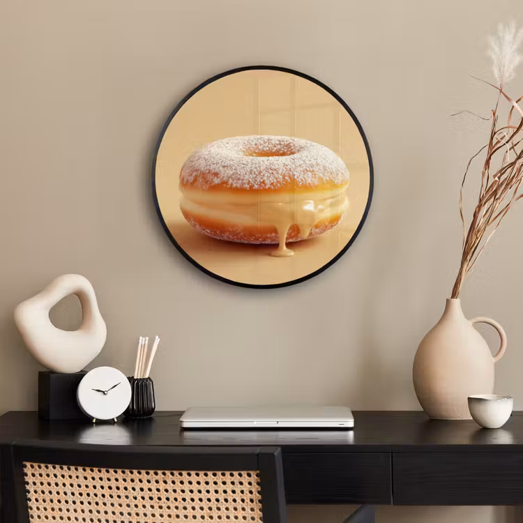 Donut - Romig - Poedersuiker - Beige Fotolijst rond zonder passe partout klein -sfeer1