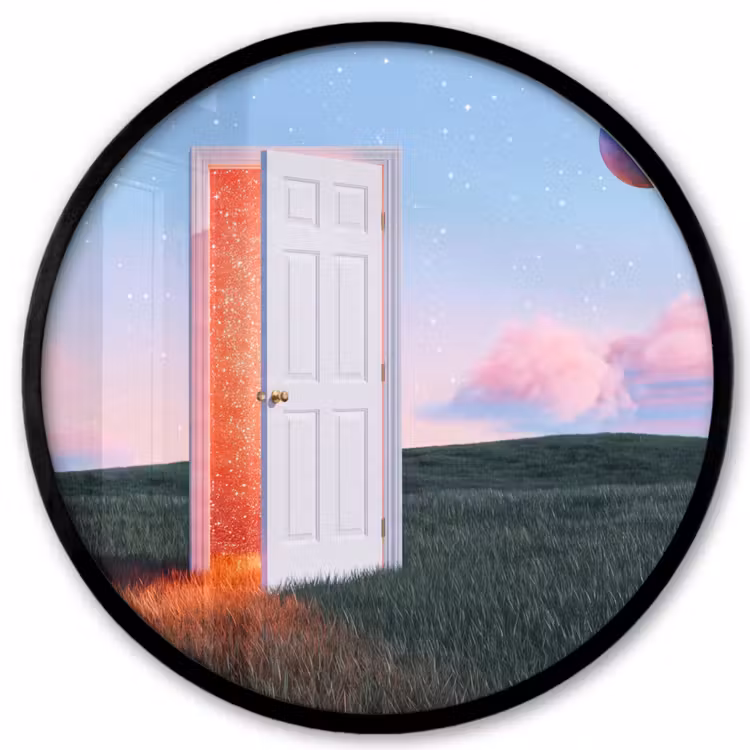 Photo Frame Round - Door - Fantasy - Space - Deur - Fantasie - Ruimte Fotolijst rond zonder passe partout klein