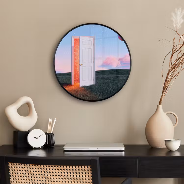 Photo Frame Round - Door - Fantasy - Space - Deur - Fantasie - Ruimte Fotolijst rond zonder passe partout klein