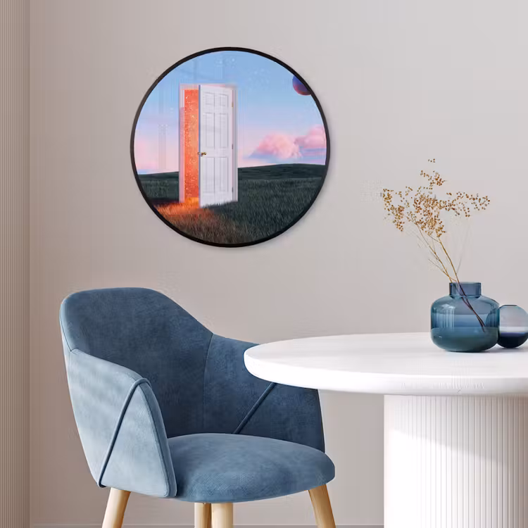 Photo Frame Round - Door - Fantasy - Space - Deur - Fantasie - Ruimte Fotolijst rond zonder passe partout klein