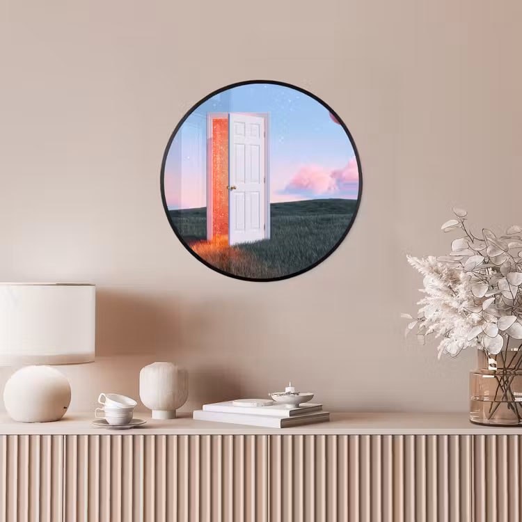 Photo Frame Round - Door - Fantasy - Space - Deur - Fantasie - Ruimte Fotolijst rond zonder passe partout klein