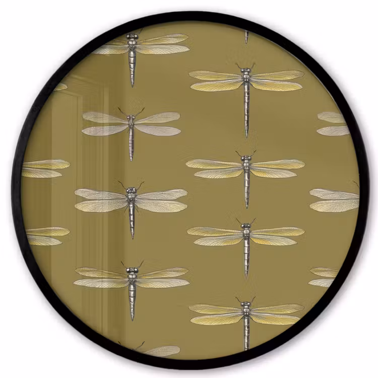 Libellen - Patroon - Groen Fotolijst rond zonder passe partout klein 856 -3d