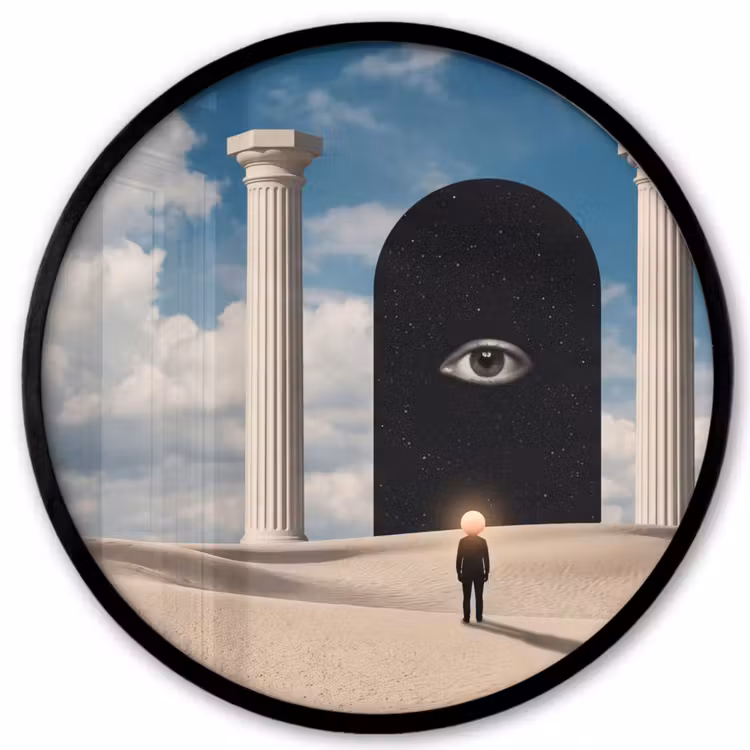 Photo Frame Round - Dream - Desert - Eye - Droom - Woestijn - Oog Fotolijst rond zonder passe partout klein