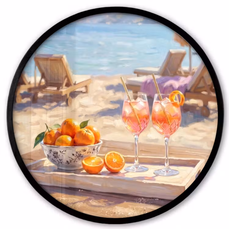 Drank - Glazen - Strand - Zomer - Oranje Fotolijst rond zonder passe partout klein -3d