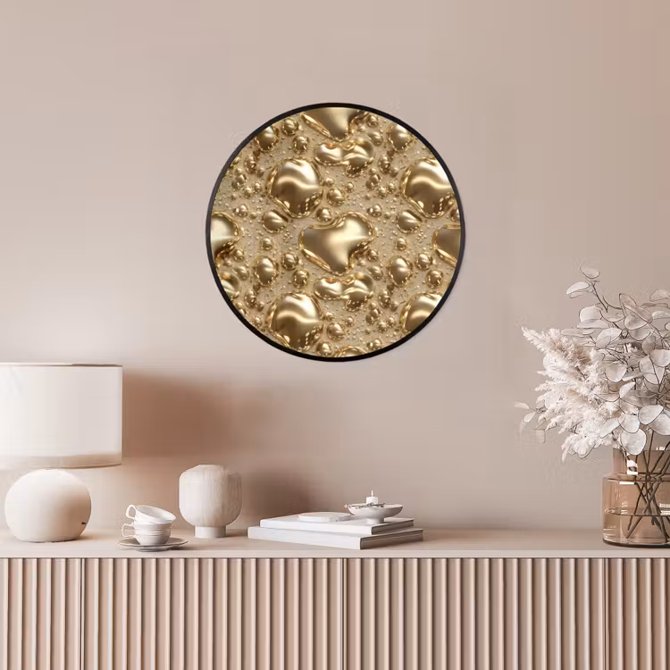 Druppels - Organisch - Goud Fotolijst rond zonder passe partout klein 856 -sfeer3