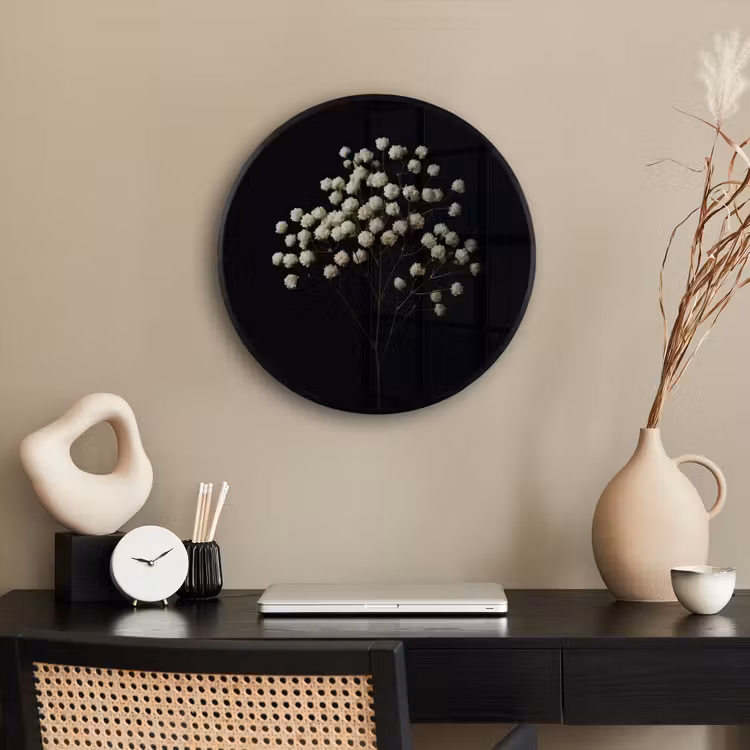 Gipskruid - Bloemetjes - Wit - Minimalistisch Fotolijst rond zonder passe partout klein -sfeer1