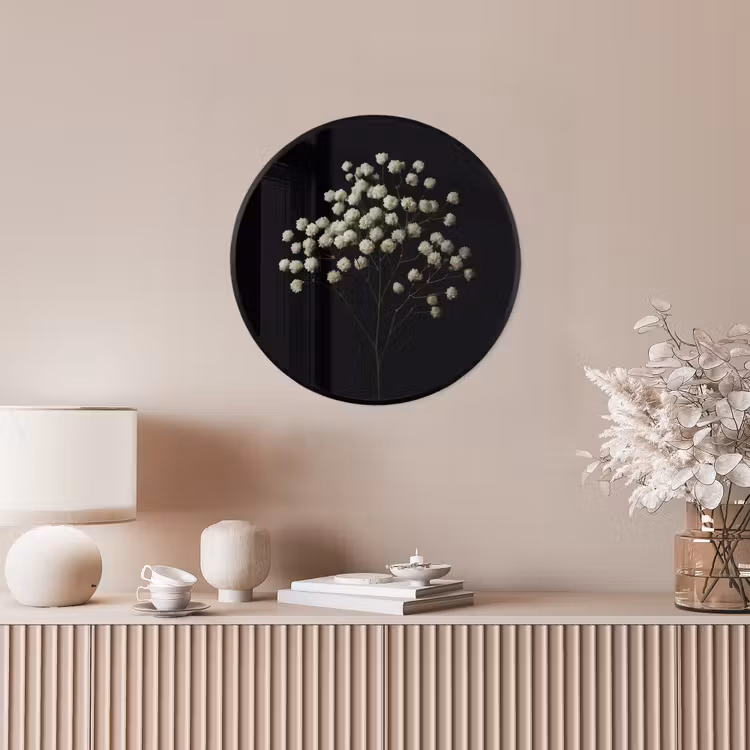 Gipskruid - Bloemetjes - Wit - Minimalistisch Fotolijst rond zonder passe partout klein -sfeer3