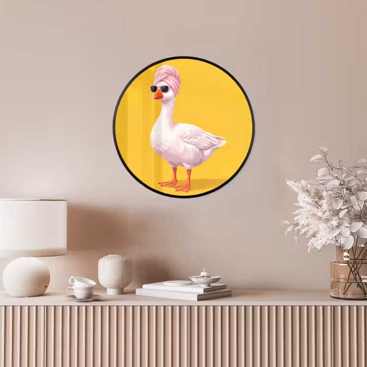 Eend - Zonnebril - Geel Fotolijst rond zonder passe partout klein -sfeer3
