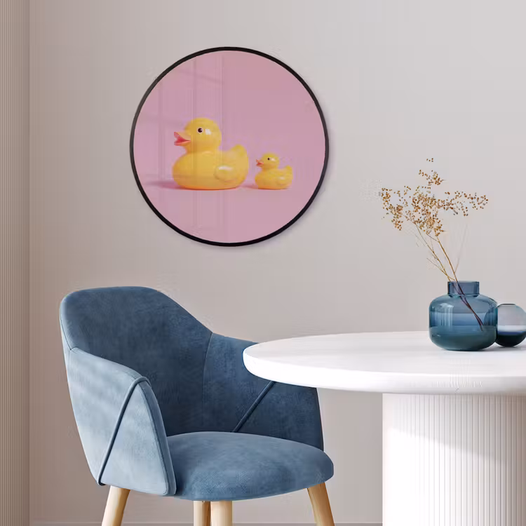 Eendjes - Vrolijk - Roze Fotolijst rond zonder passe partout klein -sfeer2