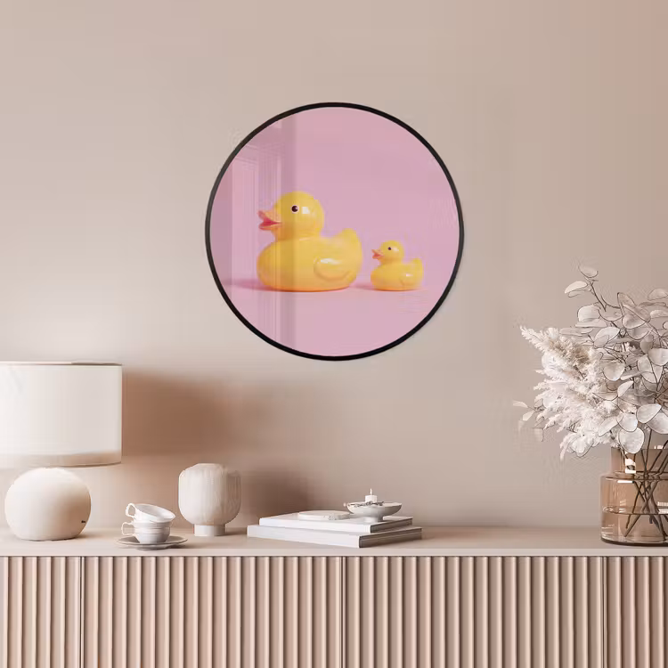 Eendjes - Vrolijk - Roze Fotolijst rond zonder passe partout klein -sfeer3