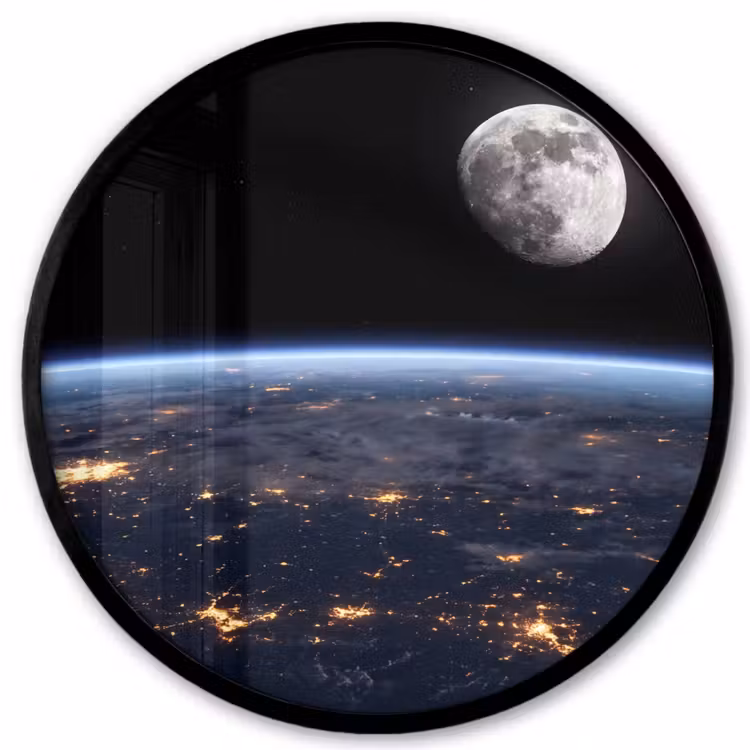 Photo Frame Round - Earth - Night - Space - Aarde - Nacht - Ruimte Fotolijst rond zonder passe partout klein