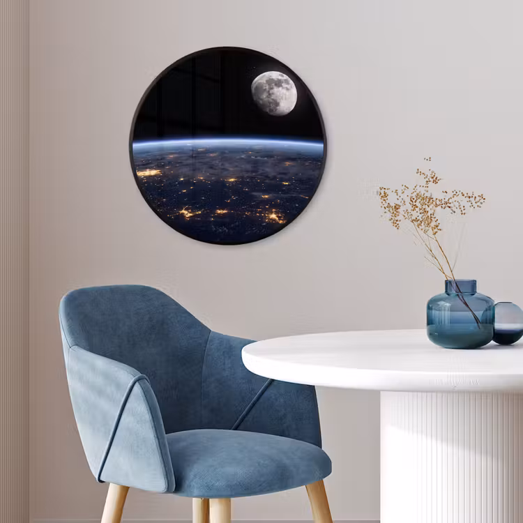 Photo Frame Round - Earth - Night - Space - Aarde - Nacht - Ruimte Fotolijst rond zonder passe partout klein