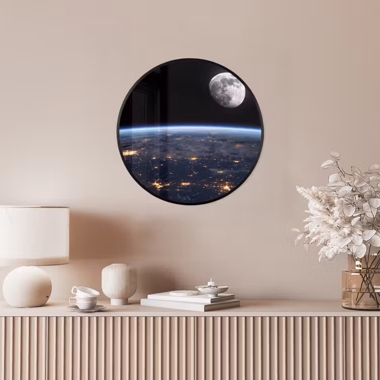 Photo Frame Round - Earth - Night - Space - Aarde - Nacht - Ruimte Fotolijst rond zonder passe partout klein