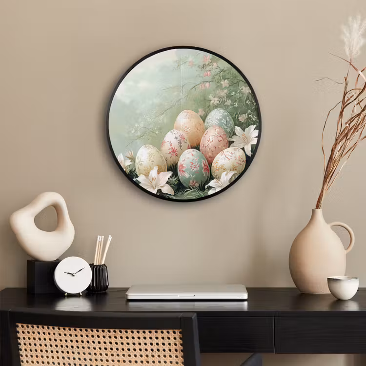 Paaseieren - Pasteltinten - Bloemen Fotolijst rond zonder passe partout klein -sfeer1