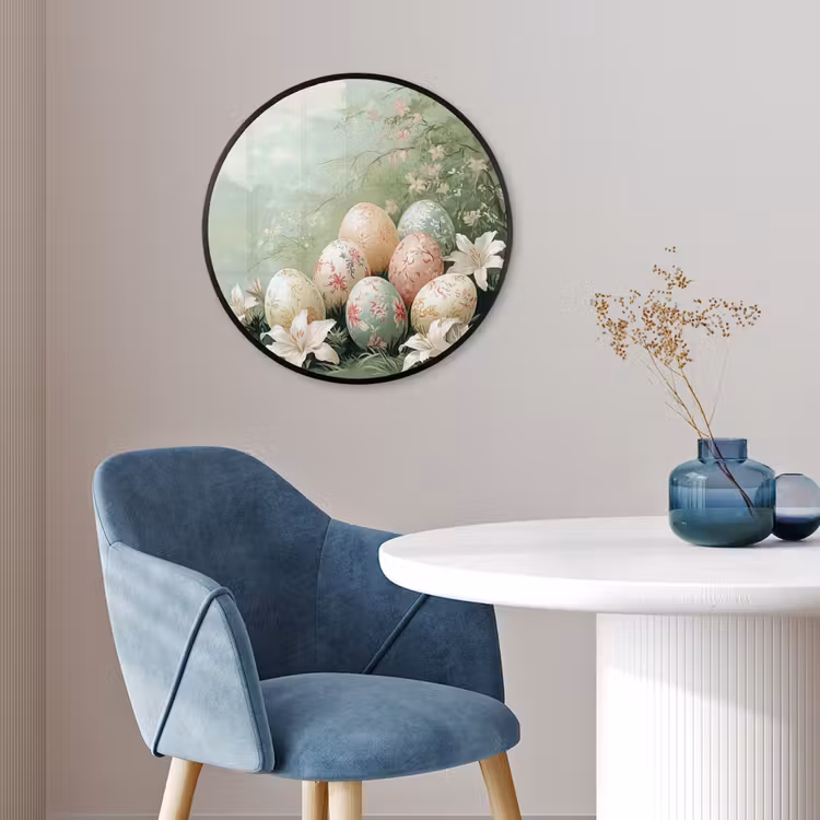 Paaseieren - Pasteltinten - Bloemen Fotolijst rond zonder passe partout klein -sfeer2