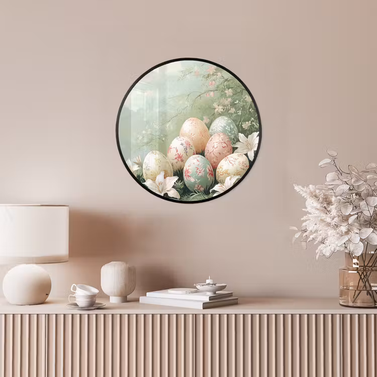 Paaseieren - Pasteltinten - Bloemen Fotolijst rond zonder passe partout klein -sfeer3