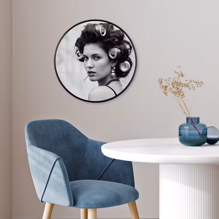 Edgy - Vrouw - Zwart - Wit Fotolijst rond zonder passe partout klein -sfeer2