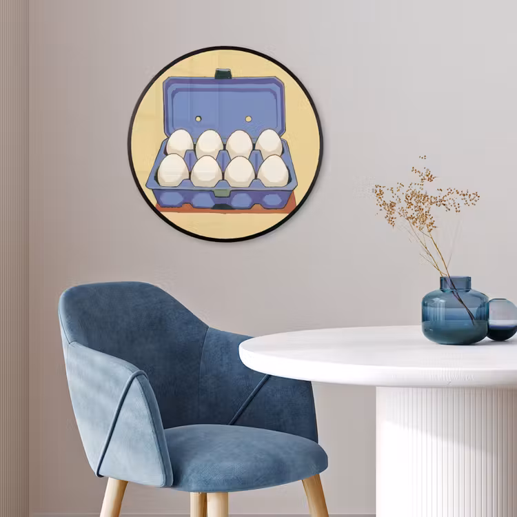 Eieren - Doos - Minimalistisch - Blauw Fotolijst rond zonder passe partout klein -sfeer2