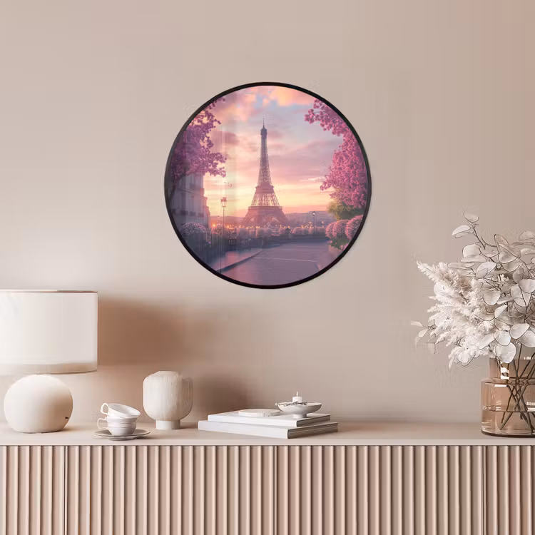 Eiffeltoren - Parijs - Roze Fotolijst rond zonder passe partout klein -sfeer3