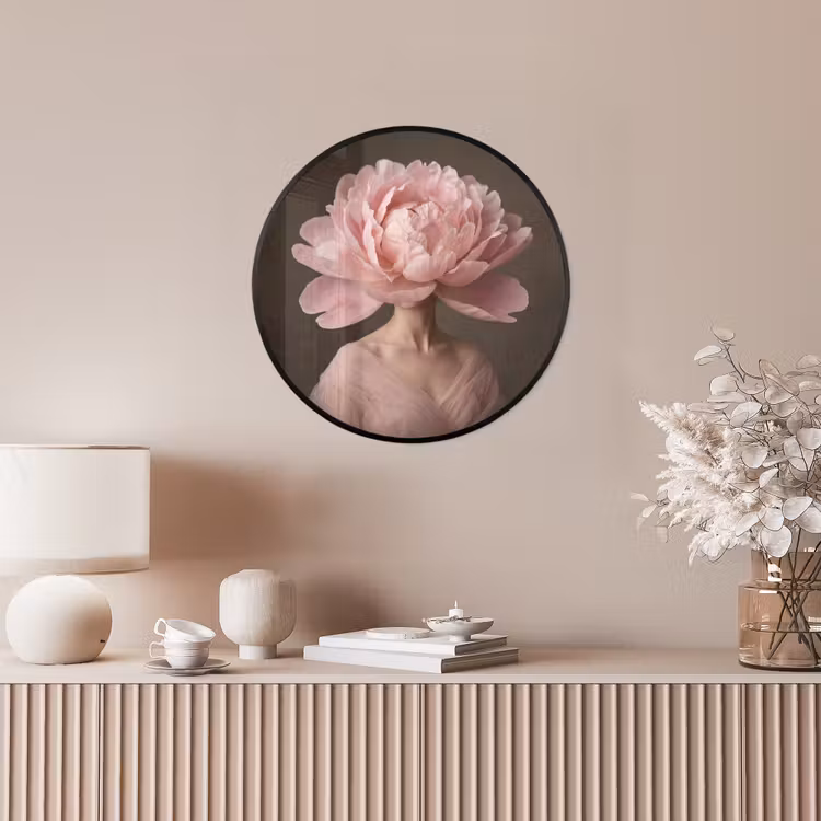 Gezicht - Roos - Roze Fotolijst rond zonder passe partout klein -sfeer3