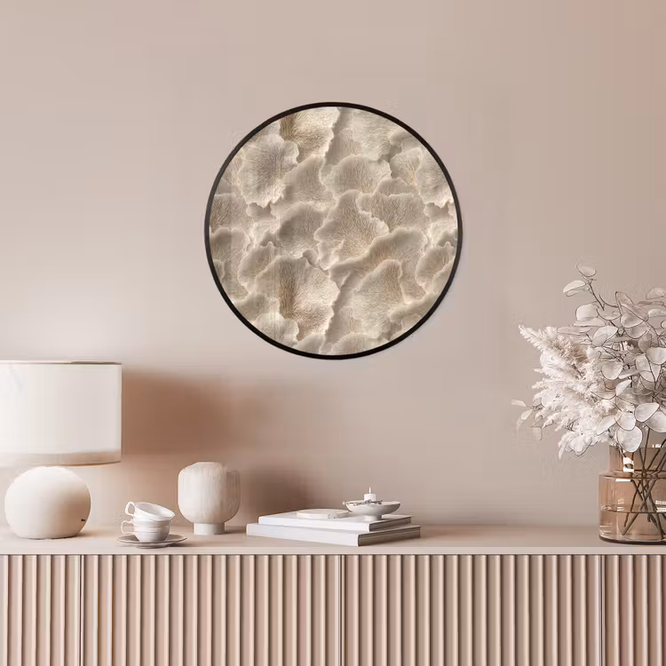 Waaierstructuren - Beige - Vezeltextuur Fotolijst rond zonder passe partout klein 856 -sfeer3