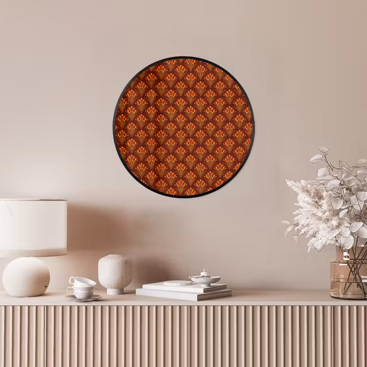 Waaiers - Art Deco - Botanisch - Roestbruin - Oranje Fotolijst rond zonder passe partout klein 856 -sfeer3