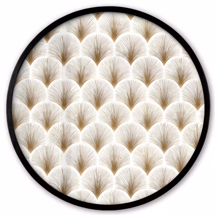 Waaiers - Art Deco - Elegant - Goud - Wit Fotolijst rond zonder passe partout klein 856 -3d