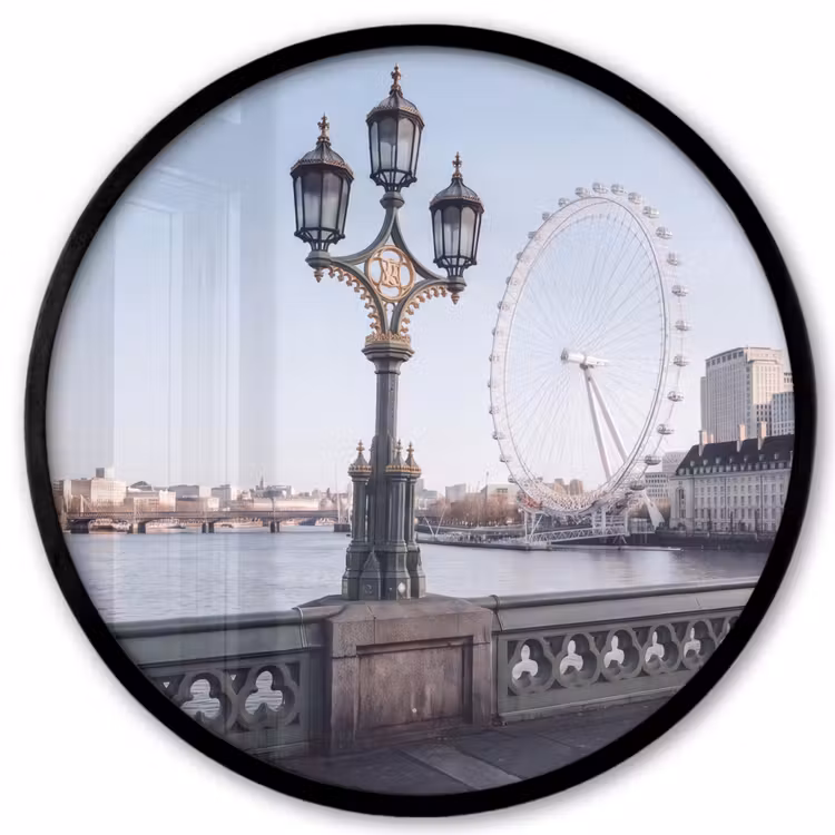 Reuzenrad - Londen - Stad - Architectuur - Brug Fotolijst rond zonder passe partout klein -3d