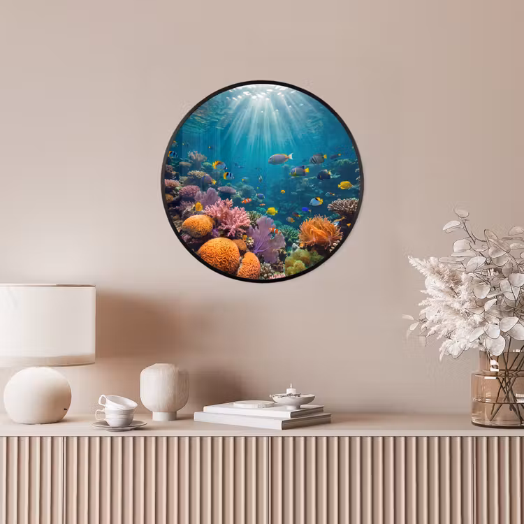 Vis - Koraal - Oceaan - Natuur - Kleurrijk Fotolijst rond zonder passe partout klein -sfeer3