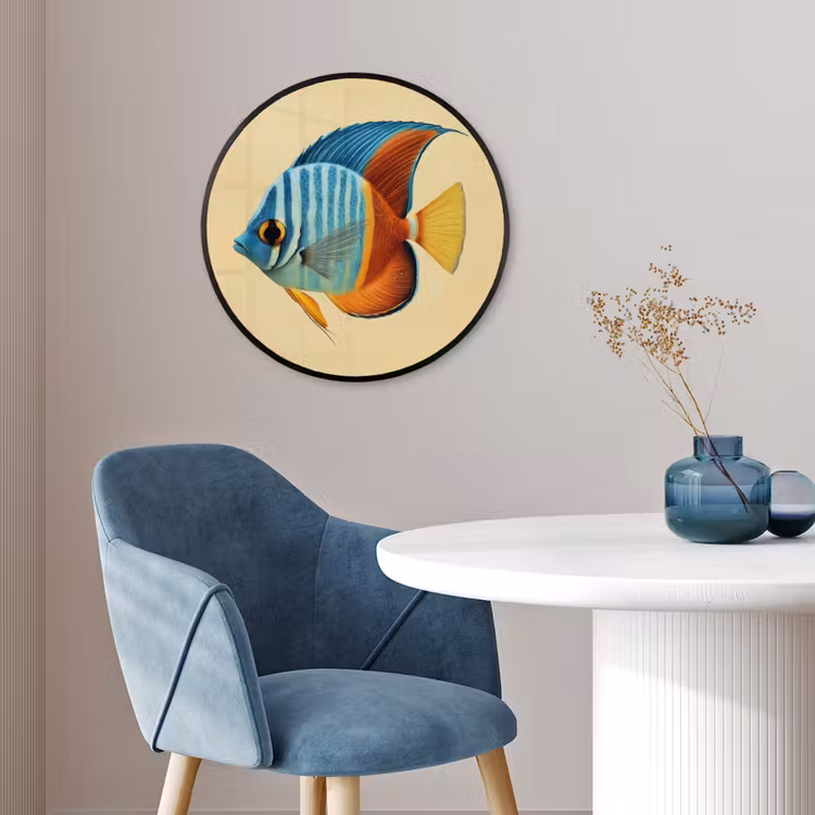 Vis - Vinnen - Blauw - Ogen Fotolijst rond zonder passe partout klein -sfeer2