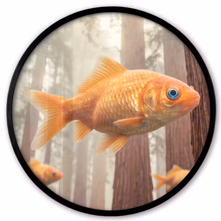 Photo Frame Round - Fish - Forest - Fantasy - Vis - Bos - Fantasie Fotolijst rond zonder passe partout klein